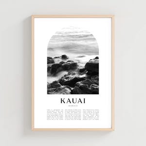 Poster de voyage Kauai, impression Kauai, art mural Kauai, impression voyage, art de la ville d&#39;Hawaï, cadeau Kauai, déco Hawaï | NA28M