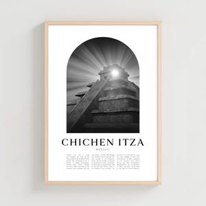 Chichen Itza Travel Poster, Chichen Itza Print, Chichen Itza Wall Art, Travel Print, Mexico City, Chichen Itza Gift, Mexico Decor | NA193M
