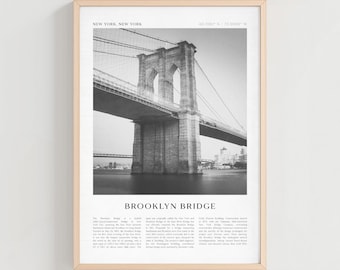 Pôster de viagem da Ponte do Brooklyn, impressão vintage da Ponte do Brooklyn, arte de parede retrô da cidade de Nova York, presente da Ponte do Brooklyn, decoração boho de Nova York | NA80