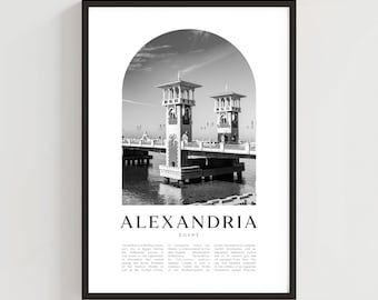 Alexandria Reise Poster, Alexandria Druck, Alexandria Wandkunst, Reisedruck, Ägypten Stadt Kunst, Alexandria Geschenk, Ägypten Dekor | AF17M