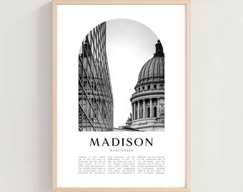 Madison Reiseplakat, Madison Druck, Madison Wandkunst, Reise-Druck, Wisconsin City Kunst, Madison Geschenk, Wisconsin Decor | US83M