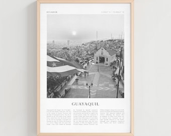 Póster turístico de Guayaquil, lámina vintage de Guayaquil, arte mural de Guayaquil, arte retro de la ciudad de Ecuador, regalo de Guayaquil, decoración boho de Ecuador / SA58