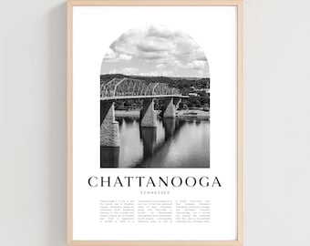 Chattanooga Travel Poster, Chattanooga Print, Chattanooga Wall Art, Travel Print, Tennessee City Art, Chattanooga Gift | US136M