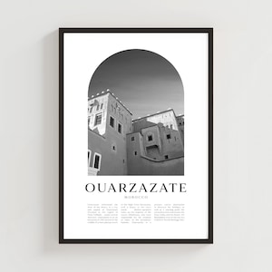 Poster di viaggio di Ouarzazate, stampa di Ouarzazate, arte murale di Ouarzazate, stampa di viaggio, arte della città del Marocco, regalo di Ouarzazate, decorazioni marocchine / AF154M