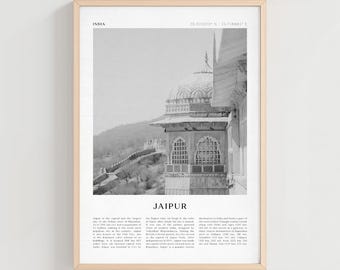 Póster de viaje de Jaipur, impresión vintage de Jaipur, arte mural de Jaipur, arte urbano retro de la India, regalo de Jaipur, decoración bohemia de la India / AS214