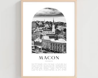 Póster de viaje de Macon, impresión de Macon, arte mural de Macon, impresión de viaje, arte urbano de Georgia, regalo de Macon, decoración de Georgia / US343M