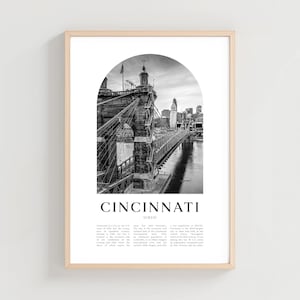 Cartaz de viagem de Cincinnati, impressão de Cincinnati, arte de parede de Cincinnati, impressão de viagem, arte da cidade de Ohio, presente de Cincinnati, decoração de Ohio | US$ 65 milhões
