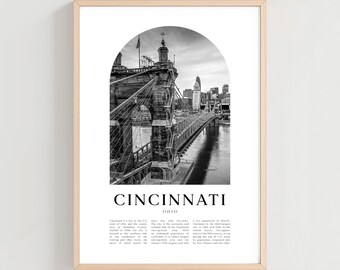Cincinnati Travel Poster, Cincinnati Print, Cincinnati Wall Art, Travel Print, Ohio City Art, Cincinnati Gift, Ohio Decor | US65M