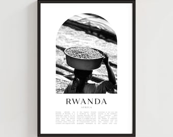 Rwanda Travel Poster, Rwanda Print, Rwanda Wall Art, Travel Print, Africa City Art, Rwanda Gift, Africa Decor | AF95M