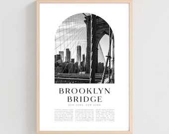 Cartaz de viagem da Ponte do Brooklyn, Impressão da Ponte do Brooklyn, Arte de parede da Ponte do Brooklyn, Impressão de viagem, Arte da cidade de Nova York, Presente da Ponte do Brooklyn | NA80M