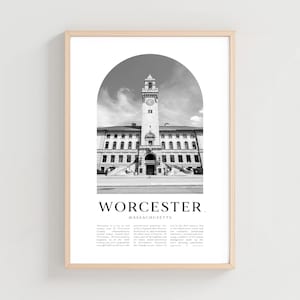 Worcester Travel Poster, Worcester Print, Worcester Wall Art, Travel Print, Massachusetts City Art, Worcester Gift | US129M