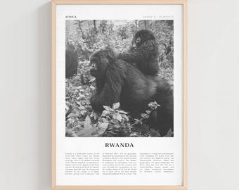 Rwanda Travel Poster, Rwanda Vintage Print, Rwanda Wall Art, Africa Retro City Art, Rwanda Gift, Africa Boho Decor | AF95