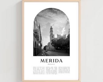 Merida Reise Poster, Merida Druck, Merida Wandkunst, Reisedruck, Mexiko-Stadt Kunst, Merida Geschenk, Mexiko Dekor | NA200M