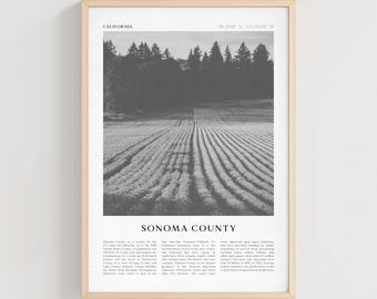 Sonoma County Travel Poster, Sonoma County Vintage Print, Sonoma County Wall Art, California Retro City Art, Sonoma County Gift | NA58