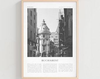 Bucharest Travel Poster, Bucharest Vintage Print, Bucharest Wall Art, Romania Retro City Art, Bucharest Gift, Romania Boho Decor | EU99