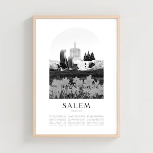 Salem Travel Poster, Salem Print, Salem Wall Art, Travel Print, Oregon City Art, Salem Gift, Oregon Decor | US152M