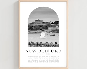 ニューベッドフォード旅行ポスター、ニューベッドフォードプリント、ニューベッドフォードウォールアート、旅行プリント、マサチューセッツ州シティアート、ニューベッドフォードギフト | US315M