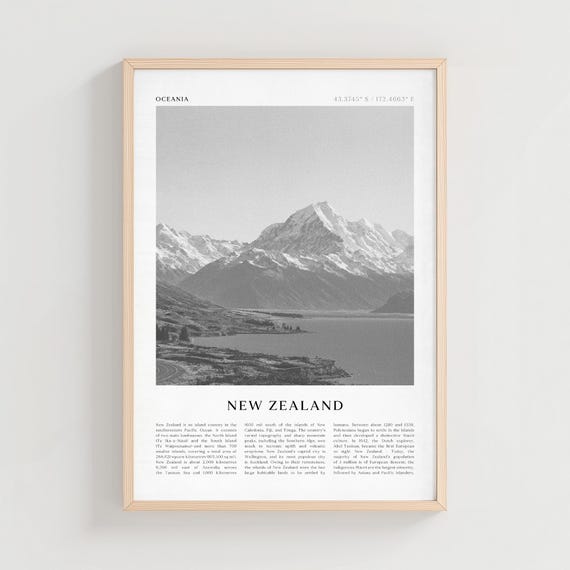 New Zealand Travel Poster, New Zealand Vintage Print, New Zealand