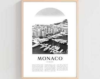 Monaco Travel Poster, Monaco Print, Monaco Wall Art, Travel Print, Europe City Art, Monaco Gift, Europe Decor | EU78M