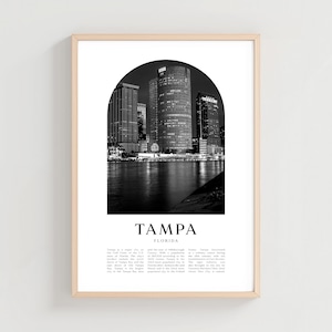 Tampa Travel Poster, Tampa Print, Tampa Wall Art, Travel Print, Florida City Art, Tampa Gift, Florida Decor | US53M