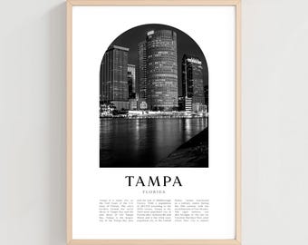 Tampa reseaffisch, Tampa-tryck, Tampa-väggkonst, resetryck, Floridas stadskonst, Tampa-present, Florida-dekor | US53M