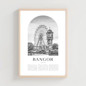 Bangor Travel Poster, Bangor Print, Bangor Wall Art, Travel Print, Maine City Art, Bangor Gift, Maine Decor | NA331M