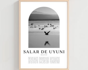 Salar de Uyuni Travel Poster, Salar de Uyuni Print, Salar de Uyuni Wall Art, Travel Print, Bolivia City Art, Salar de Uyuni Gift | SA81M