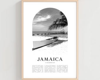 Jamaica reisposter, Jamaica print, Jamaica kunst aan de muur, reizen print, Caribbean City Art, Jamaica cadeau, Caribisch decor | CA32M