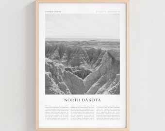 Poster di viaggio del Dakota del Nord, stampa vintage del Dakota del Nord, arte murale del Dakota del Nord, arte urbana retrò degli Stati Uniti, regalo del Dakota del Nord, arredamento boho degli Stati Uniti / NA116