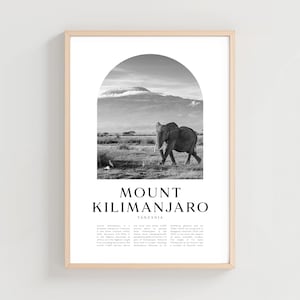 Mount Kilimanjaro Travel Poster, Kilimanjaro Print, Kilimanjaro Wall Art, Tanzania City Art, Kilimanjaro Gift, Tanzania Decor | AF160M