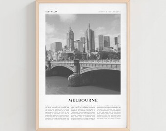 Plakat podróżniczy z Melbourne, wydruk vintage z Melbourne, sztuka ścienna z Melbourne, sztuka retro z Australii, prezent z Melbourne, wystrój boho z Australii | CN04
