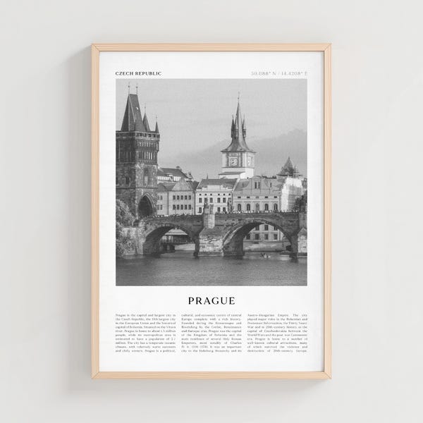 Póster de viaje de Praga, impresión vintage de Praga, arte mural de Praga, arte urbano retro de la República Checa, regalo de Praga, decoración bohemia de la República Checa / EU24