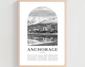 Anchorage reisposter, Anchorage print, Anchorage kunst aan de muur, reizen print, Alaska City Art, Anchorage cadeau, Alaska decor | US63 miljoen euro
