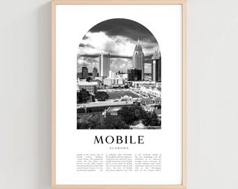 Mobile Travel Poster, Mobile Print, Mobile Wall Art, Travel Print, Alabama City Art, Mobile Gift, Alabama Decor | US122M