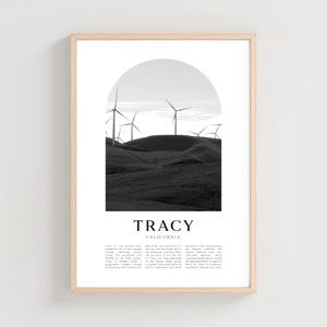 Tracy Travel Poster, Tracy Print, Tracy Wall Art, Travel Print, California City Art, Tracy Gift, California Decor | US371M