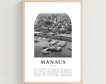 Póster de viaje de Manaos, Impresión de Manaos, Arte mural de Manaos, Impresión de viaje, Arte urbano de Brasil, Regalo de Manaos, Decoración de Brasil / SA21M