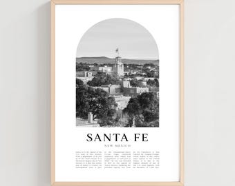 Santa Fe Travel Poster, Santa Fe Print, Santa Fe Wall Art, Travel Print, New Mexico City Art, Santa Fe Gift, New Mexico Decor | US487M