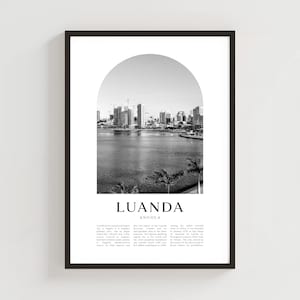 Póster de viaje de Luanda, Impresión de Luanda, Arte mural de Luanda, Impresión de viaje, Arte de la ciudad de Angola, Regalo de Luanda, Decoración de Angola / AF24M