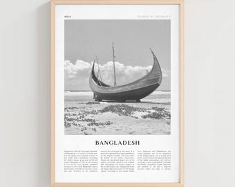 Bangladesh Travel Poster, Bangladesh Vintage Print, Bangladesh Wall Art, Asia Retro City Art, Bangladesh Gift, Asia Boho Decor | AS09