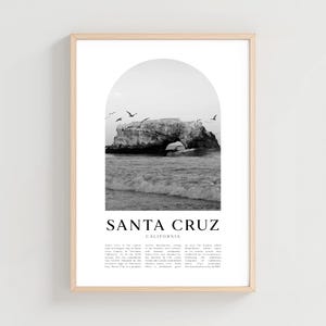 Santa Cruz Travel Poster, Santa Cruz Print, Santa Cruz Wall Art, Travel Print, California City Art, Santa Cruz Gift,California Decor | NA76M