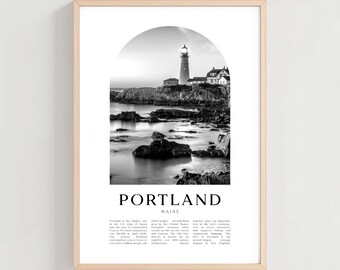 Póster de viaje de Portland, Impresión de Portland, Arte mural de Portland, Impresión de viaje, Arte urbano de Maine, Regalo de Portland, Decoración de Maine / NA311M