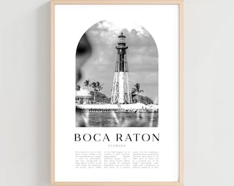 Boca Raton Travel Poster, Boca Raton Print, Boca Raton Wall Art, Travel Print, Florida City Art, Boca Raton Gift, Florida Decor | US345M