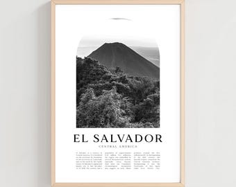 El Salvador Travel Poster, El Salvador Print, El Salvador Wall Art, Central America City Art,El Salvador Gift, Central America Decor | CE05M