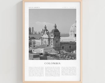 Colombia-reisposter, Colombia vintage print, Colombia muurkunst, Zuid-Amerika retro stadskunst, Colombia cadeau, decor Zuid-Amerika | SA49