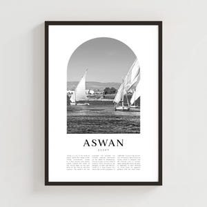 Póster de viaje de Asuán, impresión de Asuán, arte mural de Asuán, impresión de viaje, arte urbano de Egipto, regalo de Asuán, decoración de Egipto / AF137M