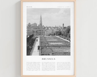 Brussels Travel Poster, Brussels Vintage Print, Brussels Wall Art, Belgium Retro City Art, Brussels Gift, Belgium Boho Decor | EU14