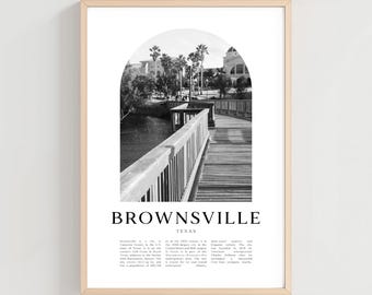 Brownsville-reisposter, Brownsville-print, Brownsville-muurkunst, reisprint, Texas City Art, Brownsville-cadeau, decor Texas | US131M