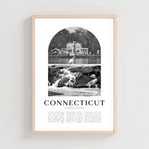 Connecticut Travel Poster, Connecticut Print, Connecticut Wall Art, Travel Print, United States City Art, Connecticut Gift | NA89M