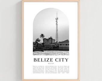 Poster turistico di Belize City, stampa di Belize, arte murale di Belize, stampa di viaggio, arte di Belize City, regalo di Belize, decorazioni di Belize / CE53M