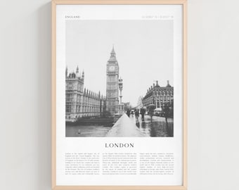 Póster de viaje de Londres, impresión vintage de Londres, arte mural de Londres, arte urbano retro de Inglaterra, regalo de Londres, decoración bohemia de Inglaterra / EU28